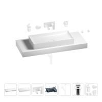 Раковина 75 см со столешницей 120 см Wellsee Pure BY Wellsee 201011765 в наборе 9 в 1: столешница, раковина, встраиваемый смеситель, сифон, выпуск, аксессуары (цвет набора матовый белый)