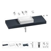 Раковина 50 см со столешницей 140 см Wellsee Pure BY Wellsee 201011466 в наборе 9 в 1: столешница, раковина, встраиваемый смеситель, сифон, выпуск, аксессуары (цвет набора хром)