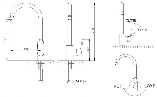 Смеситель для кухни Bravat Pure F7105161C