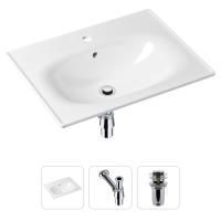 Комплект 3 в 1 Lavinia Boho Bathroom Sink 21520435: врезная фарфоровая раковина 60 см, металлический сифон, донный клапан