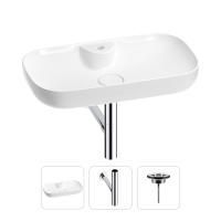 Раковина для ванной Wellsee Croquis 2.0 201001061 в наборе 3 в 1: овальная раковина белого глянцевого цвета, сифон, выпуск в цвете хром