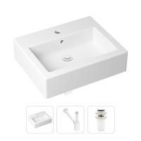 Комплект 3 в 1 Lavinia Boho Bathroom Sink 21520672: накладная фарфоровая раковина 50.5 см, металлический сифон, донный клапан