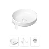 Комплект 3 в 1 Lavinia Boho Bathroom Sink 21520216: накладная фарфоровая раковина 40 см, металлический сифон, донный клапан