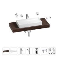 Раковина 75 см со столешницей 120 см Wellsee Pure BY Wellsee 201011736 в наборе 10 в 1: столешница, раковина, высокий смеситель, сифон, выпуск, кран-вентили, аксессуары (цвет хром)