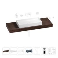 Раковина 75 см со столешницей 140 см Wellsee Pure BY Wellsee 201011870 в наборе 9 в 1: столешница, раковина, встраиваемый смеситель, сифон, выпуск, аксессуары (цвет набора матовый белый)