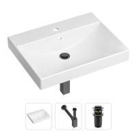 Комплект 3 в 1 Lavinia Boho Bathroom Sink 21520558: врезная фарфоровая раковина 60 см, металлический сифон, донный клапан