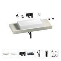 Раковина 75 см со столешницей 120 см Wellsee Pure BY Wellsee 201011682 в наборе 9 в 1: столешница, раковина, встраиваемый смеситель, сифон, выпуск, аксессуары (цвет набора матовый черный)