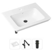 Комплект 3 в 1 Lavinia Boho Bathroom Sink 21520425: врезная фарфоровая раковина 60 см, металлический сифон, донный клапан