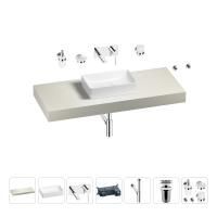 Раковина 42 см со столешницей 120 см Wellsee Pure BY Wellsee 201010901 в наборе 9 в 1: столешница, раковина, встраиваемый смеситель, сифон, выпуск, аксессуары (цвет набора хром)