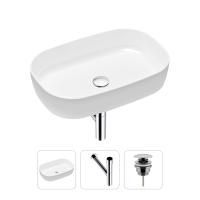 Комплект 3 в 1 Lavinia Boho Bathroom Sink 21520080: накладная фарфоровая раковина 54 см, металлический сифон, донный клапан