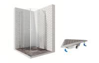 Душевой уголок Ambassador Diamond 12011101-ST8, полукруглый, угловой трап, 90х90