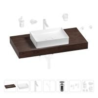 Раковина 50 см со столешницей 100 см Wellsee Pure BY Wellsee 201011260 в наборе 10 в 1: столешница, раковина, высокий смеситель, сифон, выпуск, кран-вентили, аксессуары (цвет матовый белый)