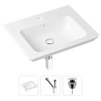 Комплект 3 в 1 Lavinia Boho Bathroom Sink 21520394: врезная фарфоровая раковина 60 см, металлический сифон, донный клапан