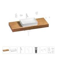 Раковина 50 см со столешницей 120 см Wellsee Pure BY Wellsee 201011360 в наборе 10 в 1: столешница, раковина, высокий смеситель, сифон, выпуск, кран-вентили, аксессуары (цвет матовый белый)
