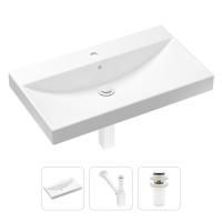 Комплект 3 в 1 Lavinia Boho Bathroom Sink 21520618: врезная фарфоровая раковина 80 см, металлический сифон, донный клапан
