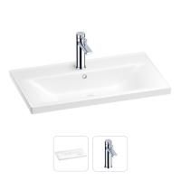 Раковина для ванной Wellsee FreeDom 201000851 в наборе 2 в 1: прямоугольная раковина белого глянцевого цвета, смеситель в цвете хром