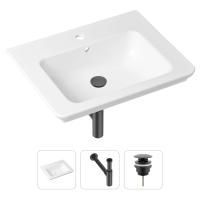 Комплект 3 в 1 Lavinia Boho Bathroom Sink 21520416: врезная фарфоровая раковина 60 см, металлический сифон, донный клапан