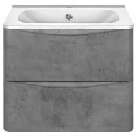 Тумба Vincea Vico 600 подвесная, 2 выкатных ящика soft close, Beton с умывальником VCB-2VP600W из искуственного камня, цвет белый