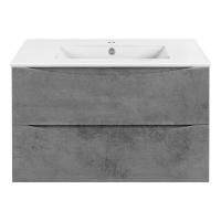 Тумба Vincea Mia 800 подвесная, 2 выкатных ящика soft close, Beton с умывальником VBS-13980 керамическая, цвет белый