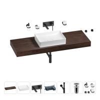 Раковина 50 см со столешницей 140 см Wellsee Pure BY Wellsee 201011507 в наборе 9 в 1: столешница, раковина, встраиваемый смеситель, сифон, выпуск, аксессуары (цвет набора матовый черный)