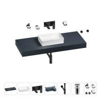 Раковина 42 см со столешницей 120 см Wellsee Pure BY Wellsee 201010912 в наборе 9 в 1: столешница, раковина, встраиваемый смеситель, сифон, выпуск, аксессуары (цвет набора матовый черный)