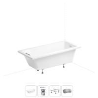 Акриловая ванна в наборе 4 в 1: встраиваемая ванна, слив-перелив, ножки, подголовник Wellsee FreeDom 2.0 20212807R