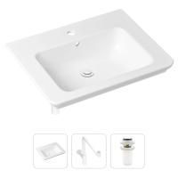 Комплект 3 в 1 Lavinia Boho Bathroom Sink 21520431: врезная фарфоровая раковина 60 см, металлический сифон, донный клапан