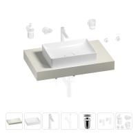 Раковина 50 см со столешницей 80 см Wellsee Pure BY Wellsee 201011080 в наборе 10 в 1: столешница, раковина, высокий смеситель, сифон, выпуск, кран-вентили, аксессуары (цвет матовый белый)