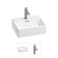 Раковина для ванной Wellsee Graceful Pro 201000766 в наборе 2 в 1: прямоугольная раковина белого глянцевого цвета, смеситель в цвете хром