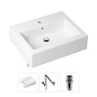 Комплект 3 в 1 Lavinia Boho Bathroom Sink 21520694: накладная фарфоровая раковина 50.5 см, металлический сифон, донный клапан