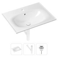 Комплект 3 в 1 Lavinia Boho Bathroom Sink 21520466: врезная фарфоровая раковина 60 см, металлический сифон, донный клапан