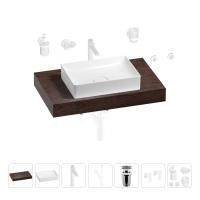 Раковина 50 см со столешницей 80 см Wellsee Pure BY Wellsee 201011140 в наборе 10 в 1: столешница, раковина, высокий смеситель, сифон, выпуск, кран-вентили, аксессуары (цвет матовый белый)
