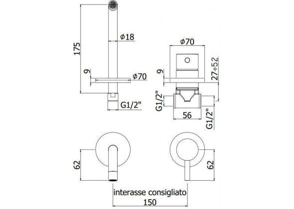 Смеситель скрытого монтажа для умывальника Paffoni LIGHT LIG006HGSP70