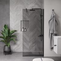 Душевая перегородка ограждение Reflexion RX20090TBL-16 Walk in 200x90см тонированное закаленное стекло 8мм черный профиль