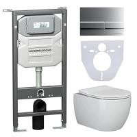 Сет 4 в 1: Инсталляция с кнопкой+унитаз+шумоизоляция Ceramicanova, CN3001_1002M_1000