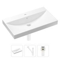 Комплект 3 в 1 Lavinia Boho Bathroom Sink 21520608: врезная фарфоровая раковина 80 см, металлический сифон, донный клапан