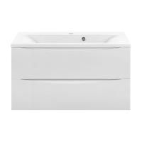 Тумба Vincea Mia 900 подвесная, 2 выкатных ящика soft close, G.White с умывальником VCB-3M900W из искусственного камня, цвет белый