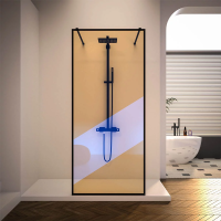 Душевая перегородка Veconi Korato KR-90BС, 1200x2000, черный матовый, хамелеон