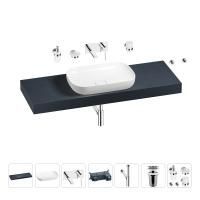 Раковина 60 см со столешницей 140 см Wellsee Croquis 201008286 в наборе 9 в 1: столешница, раковина, встраиваемый смеситель, сифон, выпуск, аксессуары (цвет набора хром)