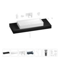 Раковина 75 см со столешницей 120 см Wellsee Pure BY Wellsee 201011785 в наборе 9 в 1: столешница, раковина, встраиваемый смеситель, сифон, выпуск, аксессуары (цвет набора матовый белый)