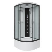 Душ.каб. NG-6709-14F (1000х1000х2150) высокий поддон(45см) стекло ПРОЗРАЧНОЕ черные профиля 4 мест