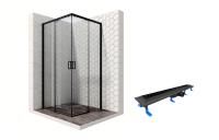 Душевой уголок Ambassador Queen Black 11011203-ST8, квадратный, линейный трап, 90х90