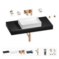 Раковина 50 см со столешницей 100 см Wellsee Pure BY Wellsee 201011304 в наборе 9 в 1: столешница, раковина, встраиваемый смеситель, сифон, выпуск, аксессуары (цвет набора розовое золото)