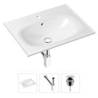 Комплект 3 в 1 Lavinia Boho Bathroom Sink 21520448: врезная фарфоровая раковина 60 см, металлический сифон, донный клапан