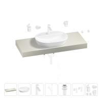 Раковина 60 см со столешницей 120 см Wellsee Calin 201007775 в наборе 10 в 1: столешница, раковина, смеситель, сифон, донный клапан, угловые вентили, аксессуары (цвет матовый белый)