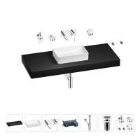 Раковина 42 см со столешницей 120 см Wellsee Pure BY Wellsee 201010976 в наборе 9 в 1: столешница, раковина, встраиваемый смеситель, сифон, выпуск, аксессуары (цвет набора хром)