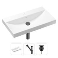 Комплект 3 в 1 Lavinia Boho Bathroom Sink 21520603: врезная фарфоровая раковина 80 см, металлический сифон, донный клапан