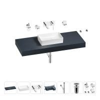 Раковина 42 см со столешницей 120 см Wellsee Pure BY Wellsee 201010916 в наборе 9 в 1: столешница, раковина, встраиваемый смеситель, сифон, выпуск, аксессуары (цвет набора хром)