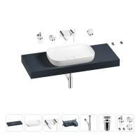 Раковина 60 см со столешницей 120 см Wellsee Croquis 201008166 в наборе 9 в 1: столешница, раковина, встраиваемый смеситель, сифон, выпуск, аксессуары (цвет набора хром)