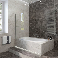 Шторка на ванну Veconi Palau PL-79GR, 900x1500, графит брашинг, стекло прозрачное